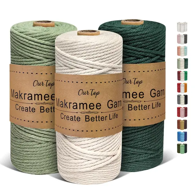 ourtop premium makramee garn 3er set