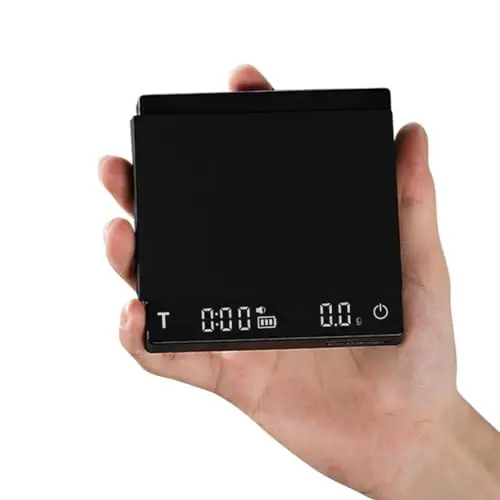 MHW-3BOMBER Mini Kaffewaage mit Timer, Wiederaufladbare Espresso Waage mit Schwerkraftsensor, 2kg/0,1g Präzisionswaage für Espresso & Pour-Over Kaffee, Digitale Küchenwaage, Schwarz,ES6029B-OS