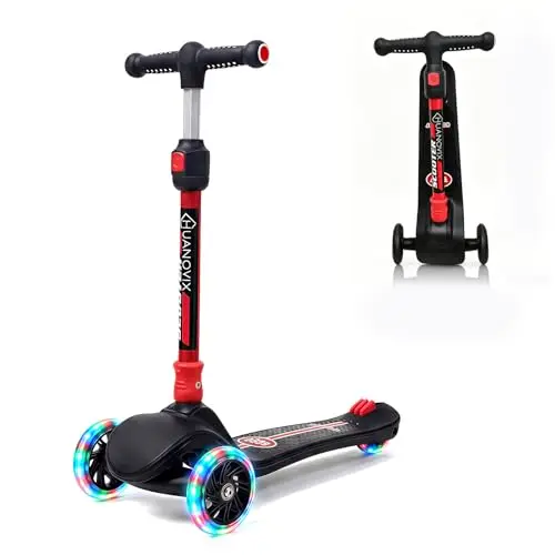 Scooter Kinder, Roller Kinder - 3 Rad Kinderroller mit leuchtenden Rädern, höhenverstellbar, rutschfestes Trittbrett & Hinterradbremse, Faltbarer Kinderroller für Jungen und Mädchen 3-12 Jahre