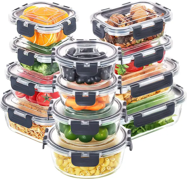 skroam 24-teiliges glasbehälter-set