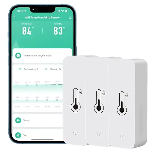 Hygrometer-Thermometer-Sensor, Smart-Temperatur- und Feuchtigkeitssensor mit Remote-App-Benachrichtigungsalarm (3 Stück)