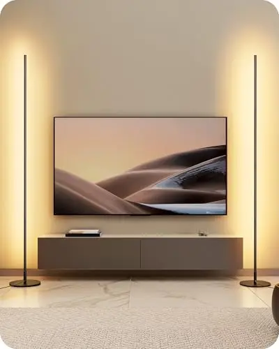 EDISHINE 2 Stück Stehlampe Wohnzimmer, LED Stehlampe Dimmbar, 3000K warmweiße Stehleuchte mit Memory-Funktion, höhenverstellbar 146 cm, moderne Standleuchte für Schlafzimmer und Büro, Schwarz