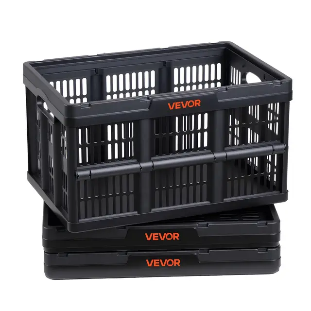 VEVOR Klappbox 45 L Kunststoff faltbar schwarz 3er-Pack
