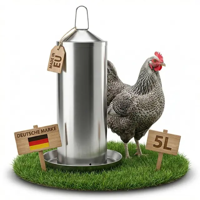 MollyCat MC-10 Hühnertränke Edelstahl 5 Liter Schwerkraft-Tränke