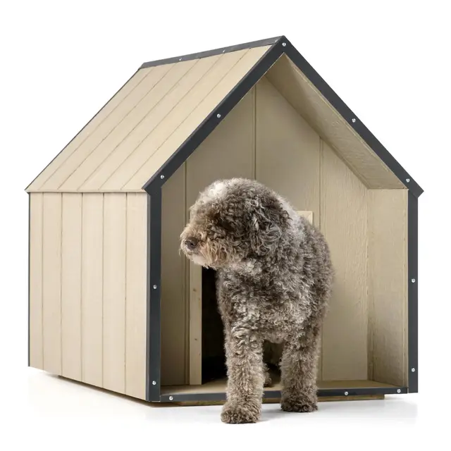 LP SmartSide Hundehütte Outdoor Wetterfest - Hundehaus Holz Platten - Hundezwinger für große Hunderassen, 80 x 118 x H94 cm, Größe L – TIMBELA M972-1
