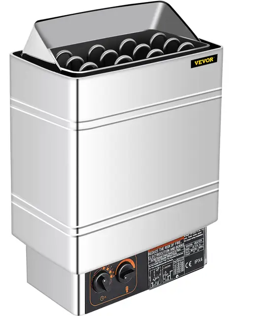 SucceBuy Elektrische Bratpfanne für Sauna, 8 kw/9 kW, Saunaofen, mit Thermostat, integriertes Sauna-Pfanne, elektrisch, 380 – 415 V, Sauna Heater 9kw