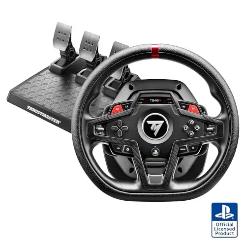 Thrustmaster T248R– Force Feedback Rennlenkrad mit interaktivem Dashboard-Display – Hybrid-Antrieb (3,1 Nm), Magnetische Schaltwippen, Inkl. T3PM Pedalset – Offiziell für PS5, PS4 & PC