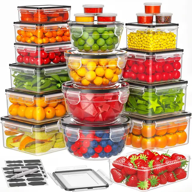 Wwtop 42er Frischhaltedosen mit Deckel, Vorratsdosen Set (21 Behälter + 21 Deckel), Meal Prep Boxen, Auslaufsicher Aufbewahrungsbox mit Deckel Küche für Mikrowellen Kühlschrank, BPA-Frei