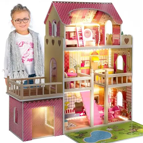 kinderplay puppenhaus holz 3-etagen 17