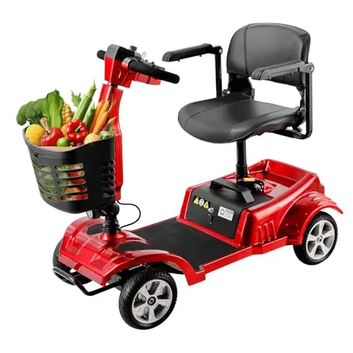 Z02 Seniorenmobil klappbar 20KM, Elektromobil für Senioren mit Korb, Faltbar Leicht and Stabil, Große Outdoor Reifen für Alle Untergründe, Komfortabel & Sicher, Rot