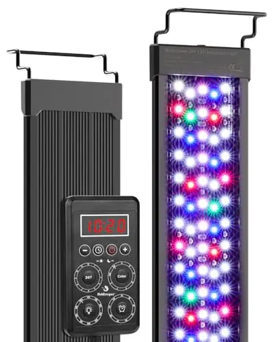 fishkeeper Intelligente Aquarium Lampe, IP68 Aquarium Beleuchtung LED mit Ein-Knopf-Echtzeit-Sync & Speicherfunktion, 24/7 Vollspektrum Pflanzenlampe Programmierbar 9 Farben, 10 Helligkeit, 9 Timer