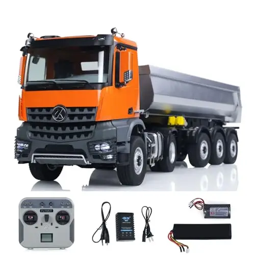 Kabolite 1/14 4X4 RC Zugmaschine 3 Achsen Elektro-Hub Kippanhänger RTR Auto mit 2-Gang-Getriebe und Licht- und Soundmodul
