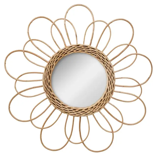 Atmosphera - Spiegel Blume - Rattan D 38 cm - Beige