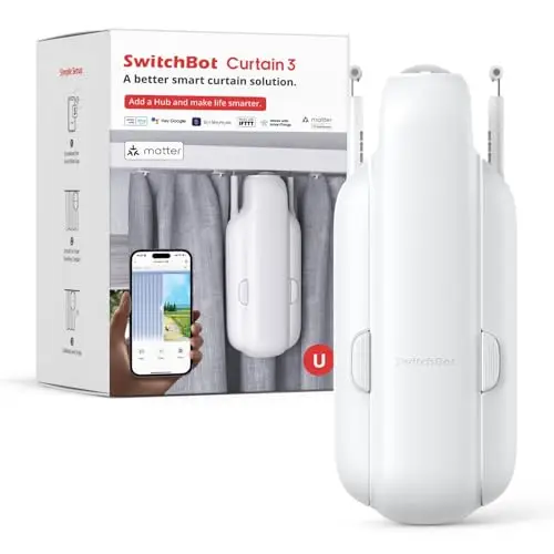 SwitchBot Smart Automatischer Vorhangöffner - Bluetooth Fernbedienung mit App/Timer, Aufgerüsteter Hochleistungsmotor, Kompatibel mit Alexa, Google Home Hub erforderlich (Curtain 3, U Rail)