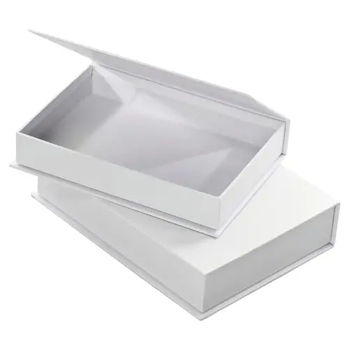 folia 3313 - Pappschachteln "Klappdeckel-Boxen" 2 Stück in 2 verschiedenen Größen, in weiß, ideal zum Bekleben, Bemalen und Verzieren