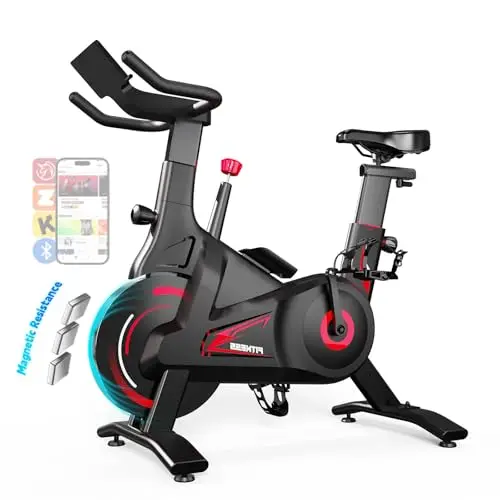 Bluearth Hometrainer Fahrrad, leise Magnetischem Widerstand, max. 150KG,Indoor Spinning Bike für Cardio-Training zu Hause，verstellbarer Widerstand & Smart-App mit Immersivem Erlebnis und Live-Kursen