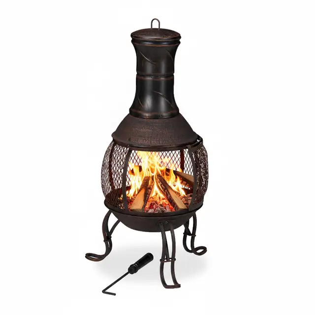 Relaxdays Aztekenofen Terrassenofen Antik 89 cm