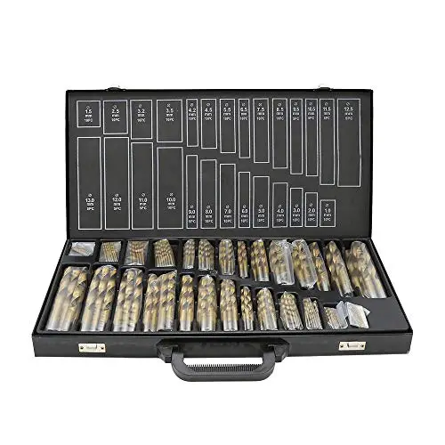 Ikodm Metallbohrer Set 1-13mm Spiralbohrer Satz 230tlg Titan beschichtet DIN338 Stahlbohrer HSS Spiral-Bohrer Holzbohrer Bohrerkassette Bohrersets