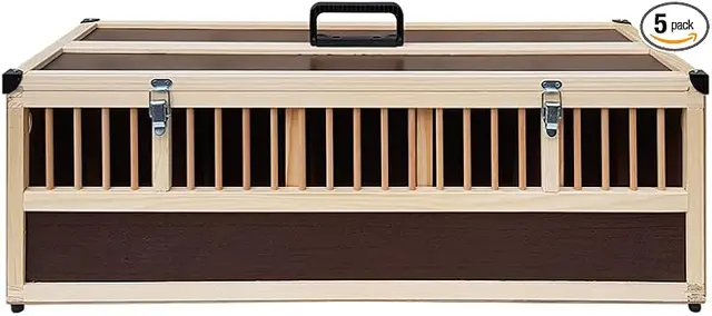 Kleintier-Transportbox aus Holz - 5 Abteilungen