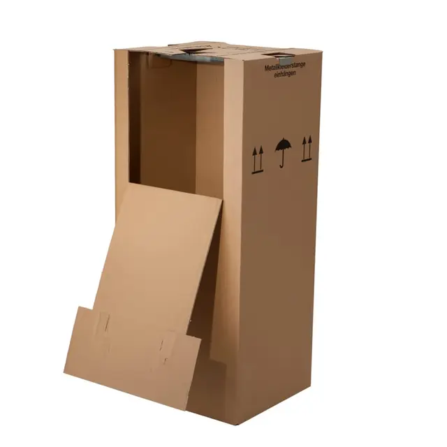 BB-Verpackungen Kleiderbox Maxi Kleiderkarton mit Metallstange 3er-Set