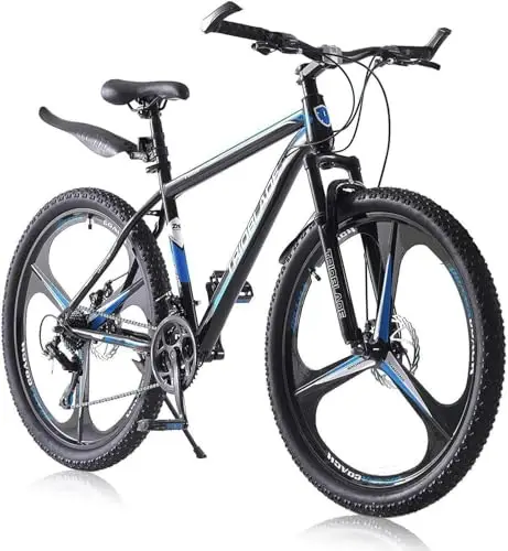 Mountainbike 24/26/27.5 Zoll, 21-Gang Shimano, Hardtail MTB mit Stoßdämpfer, 3-Speichen-Räder, Mountain Bike mit Scheibenbremsen, Outdoor Sport Fahrrad Stadt & Gelände