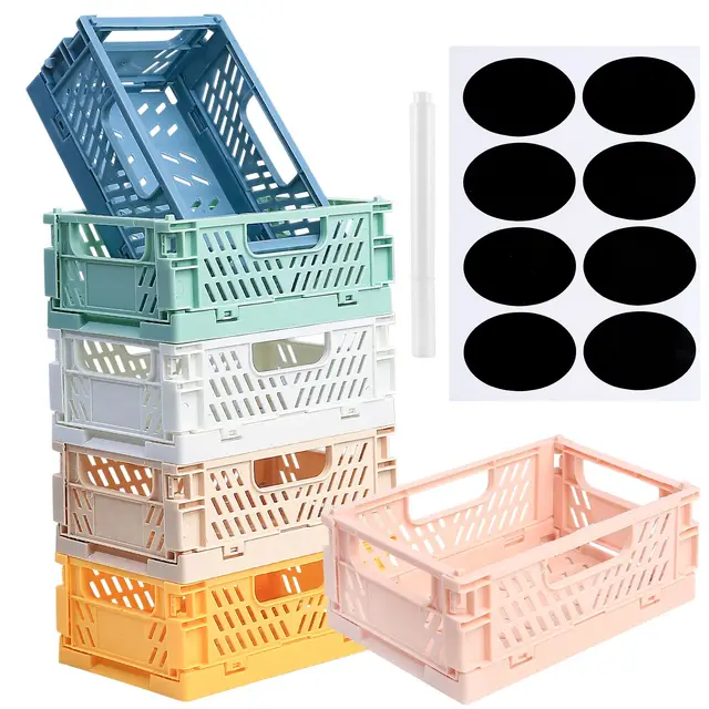 6 Stk Faltbare Mini Aufbewahrungskiste, Kunststoff Klappkisten, Falten Aufbewahrungskorbe, Klappbox Organizer Klein, Stapelbare Lagerkästen für Regal Küche Schlafzimmer Badezimmer Büro