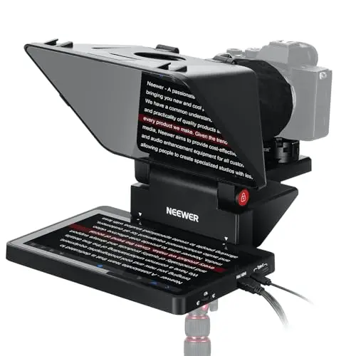 NEEWER 2 in 1 Teleprompter 11 Zoll mit Monitor für Windows MacOS, Unterstützt Bildschirmspiegelung, Tragbarer Prompter für Kamera Mobiltelefon Webcam für YouTube Twitch Live Streaming Konferenzen, X11
