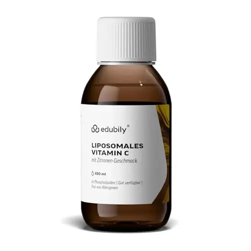 edubily® Liposomales Vitamin C – Hochbioverfügbares Vitamin C Liquid mit Phospholipiden aus Sonnenblumen - Vegan, allergenfrei & glutenfrei - Frischer Zitronengeschmack (150 ml)