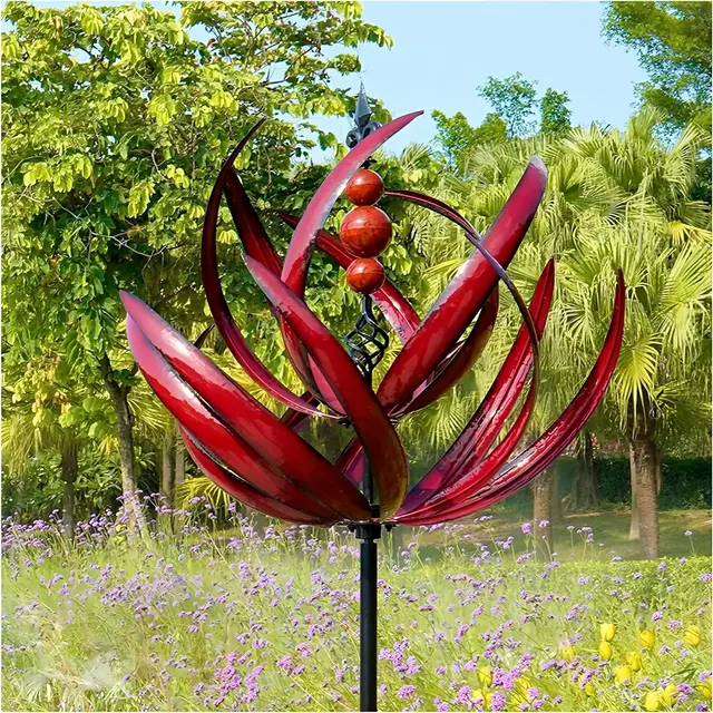 yeeplo Lotus Windrad Metall 90 cm, Rot