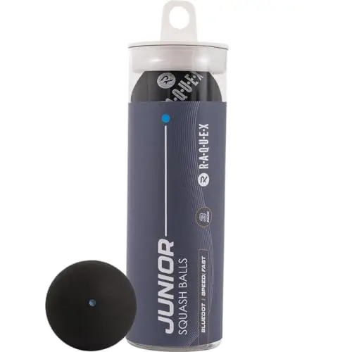 Raquex Squashbälle im 3er-Tube – 4 Geschwindigkeitsoptionen – Elite Doppelgelb, Intermediate Gelb, Rot Squashbälle Anfänger, Junior Blau. Von der WSF zugelassener Squashball