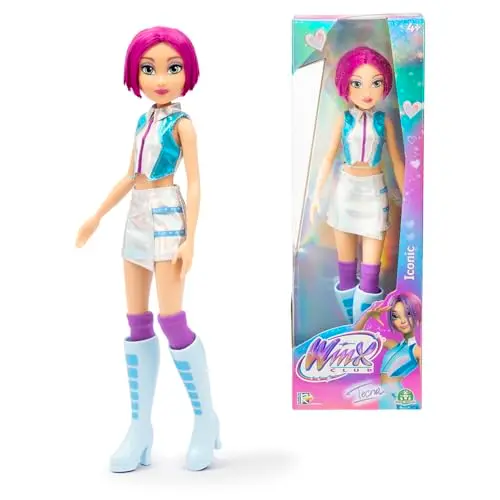 Winx Iconic Puppe – Tecna, 27 cm, bewegliche Gelenke, lila Bob & silberner Rock – offizielles Winx Club Spielzeug für Mädchen ab 4 Jahren