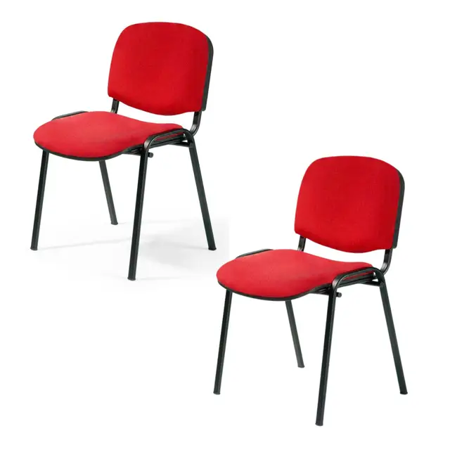 Topsit 2er Set Besucherstuhl ISO mit Polsterung, stapelbar, rot