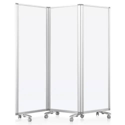 MAKELLO Doppelseitig Trennwand Whiteboard für Büro Flexibel & Magnetisch Raumteiler Möbel Stellwand Klappbar Feststellbare,Mobile Trennwand mit Alurahmen Schule Zuhause (H180 x B180 cm)