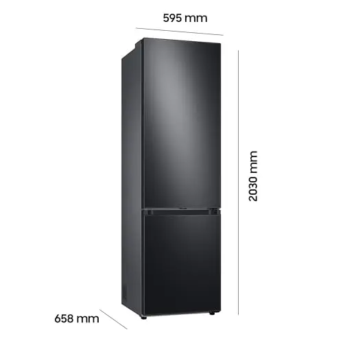 Samsung RB38C7B5AB1/EF Kühl-Gefrierkombination, 203 cm, 387 l, AI-Kühlschrank mit Gefrierfach, SmartThings AI Energy Mode, No Frost+, SpaceMax, Metal Cooling, Premium Black Steel