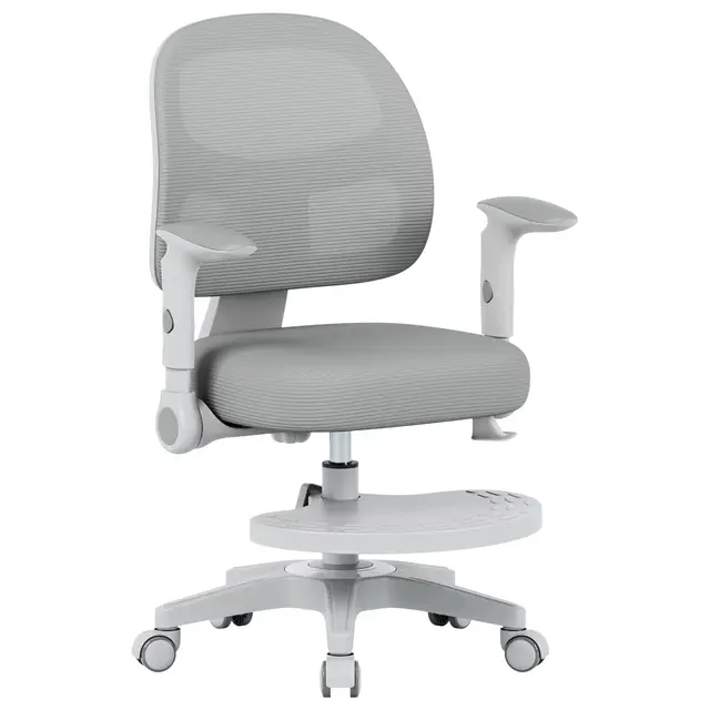 MARK ADLER Junior 5.0 Kinder Schreibtischstuhl ergonomisch – Mitwachsender Kinderschreibtischstuhl mit Fußstütze – Höhenverstellbar – Kinderstuhl für gesunde Haltung 80–170 cm – Grau
