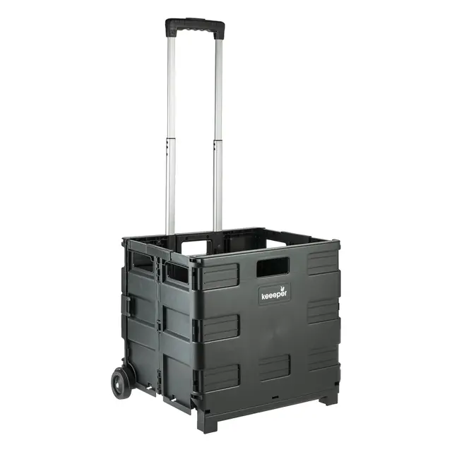 keeeper olli Faltbarer Einkaufstrolley, 65 l, Bis 35 kg Tragkraft, Zusammenklappbar, Leichtgängige Räder, Schwarz