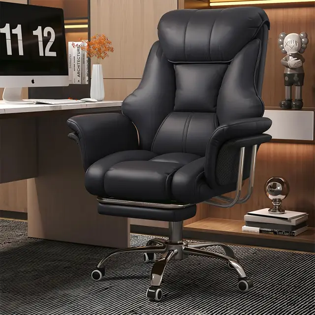 Großer und hoher Bürostuhl 250 kg Extrabreiter Leder-Chefsessel mit ausziehbarer Fußstütze Hochbelastbarer ergonomischer Stuhl Höhenverstellbarer Computerstuhl