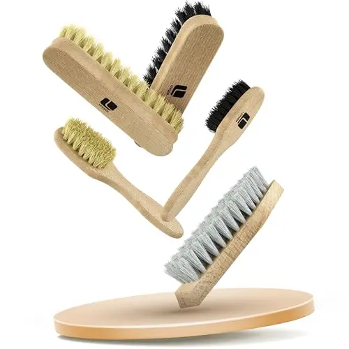 lenzen schuhpflege-set 5-teilig holz