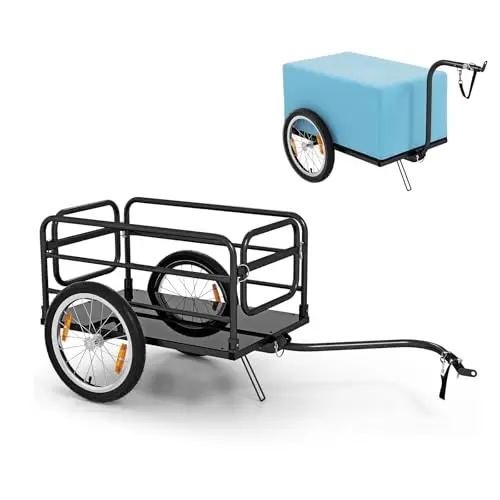 FANTASK Lastenfahrradanhänger klappbar 55 kg Schwarz