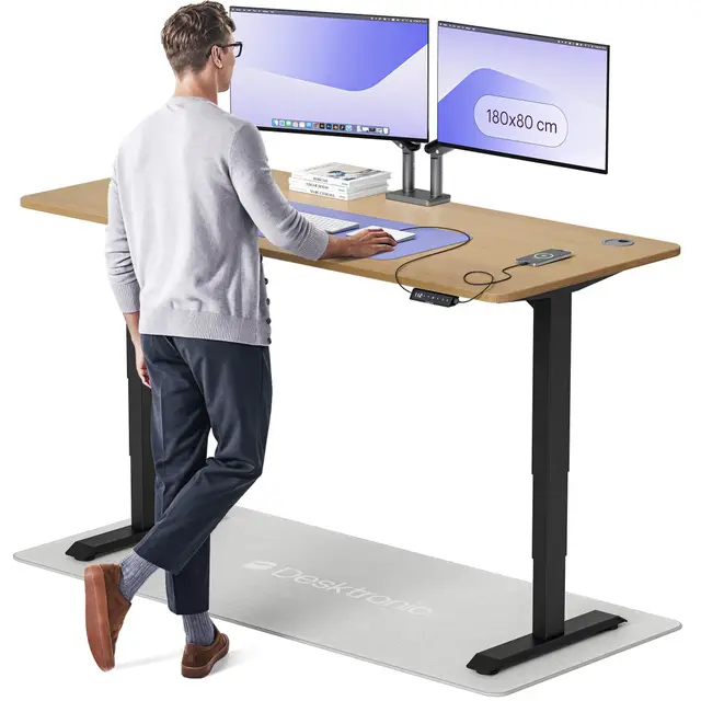 Deskronic Höhenverstellbarer Schreibtisch 180x80cm Eiche