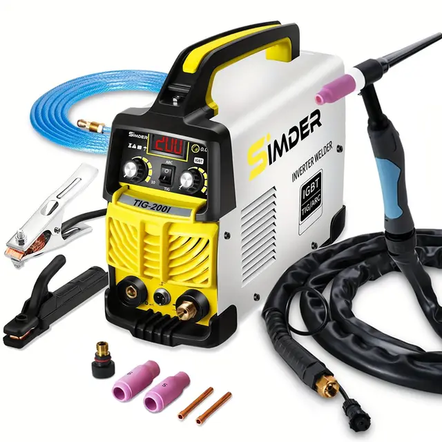 WIG Schweißgerät SSIMDER 140 A 2 in 1 Lift WIG/MMA Schweißgerät mit WP-17 WIG Schweißbrenner Elektroden Schweißgerät TIG-200 IGBT Inverter Schweißgerät Geeignet für Farm Repair Home DIY Autoreparatur