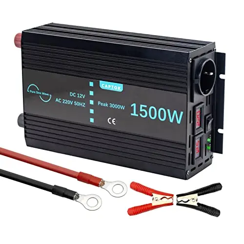 CAPTOK Spannungswandler Reiner Sinus-Wechselrichter 1500W DC 12V / AC 230V