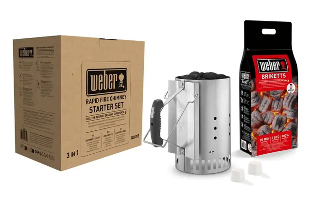Weber Rapidfire Anzündkamin für Holzkohlegrills, Set/Grillzubehör zum schnellen Entzünden von Briketts ohne Anzündflüssigkeit, Aus aluminisiertem Stahl, 6 L Fassungsvermögen, 32 x 20,5 x 32,5 cm