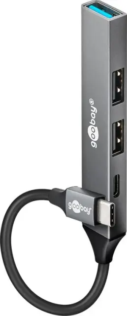 Wentronic goobay Slim 4-Port USB-Hub,1x USB-A 3.0/1x USB-C 2.0/2x USB-A 2.0, USB-C 3.0 [Stecker]