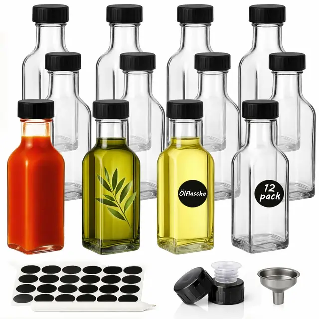 wertioo ölflasche 150ml glas 12er set