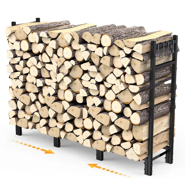 Verstellbare Kaminholzregal Metall,114x25x80cm- Für Aussen & Innen, Bis 500kg Holz,Stabiles Offener Holzlager,Garden Kaminholzregal,Stapelhilfe Für Terrasse, Abstellraum,Neben Feuerstellen