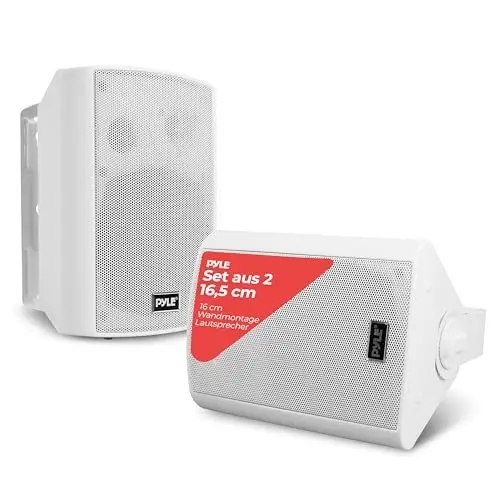 Pyle Bluetooth Lautsprecher Boxen Outdoor & Indoor – 2 Wege Lautsprecher für Innen als Wandlautsprecher oder Outdoor Box als Pool oder Musikanlage Terrasse, Weiß 240W