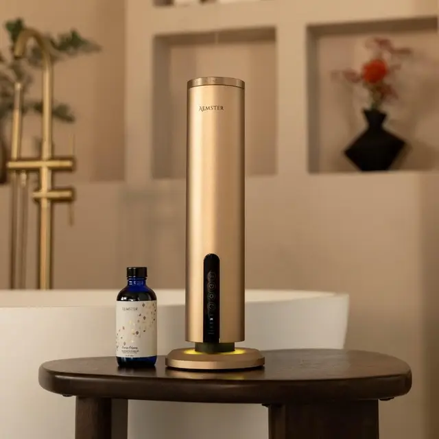 Premium Aroma Diffuser kabellos - Haevn Charge Gold - Raumduft Elektrisch - Bluetooth Diffuser ohne Wasser - App-gesteuert - Kaltluft-Technologie - 10m²-150m² Abdeckung - Duftgenuss