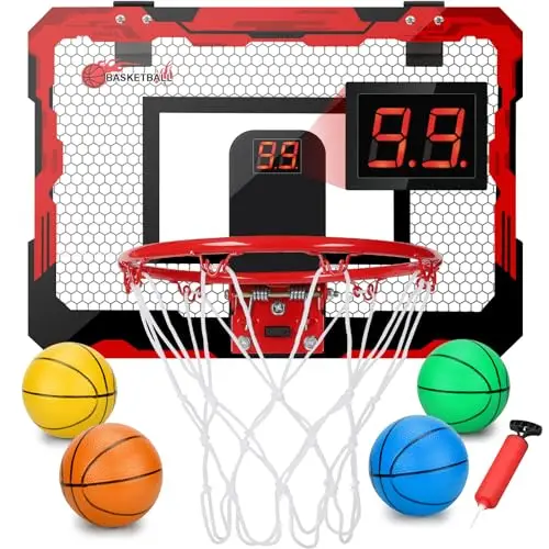 Anzmtosn Mini Indoor Basketball Reifen für Kinder, Kleiner Indoor Basketball Reifen für Tür Metallrand Ziel Hängende Wand Mount Brett Sport Training Spiel für Erwachsene Büro Zuhause 40X30CM