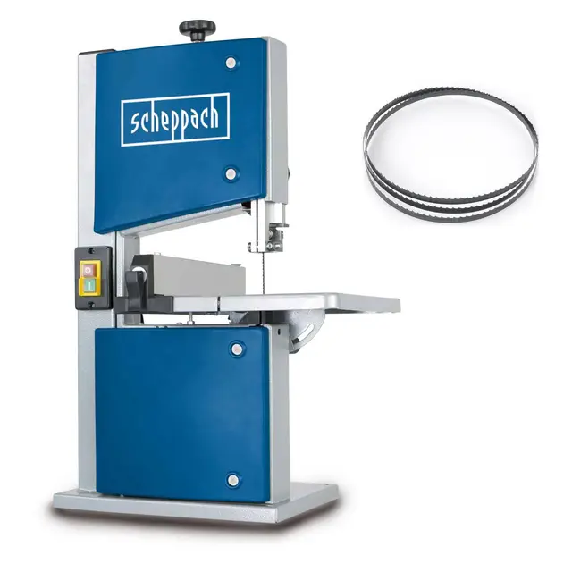 Scheppach Bandsäge HBS20 | 230V | 350 Watt | max. Durchlasshöhe: 80 mm | max. Durchlassbreite: 200 mm | Großzügiger Arbeitstisch 300 x 300 mm | Holzbandsäge | Modellbausäge